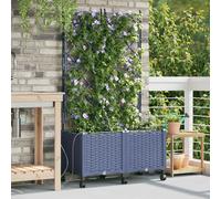 vidaXL Jardinière de jardin avec système d'arrosage et roues, lot de 2, gris, en polypropylène (PP)