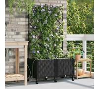 vidaXL Jardinière de jardin avec système d'arrosage et roues, 2 pièces, noire, en polypropylène (PP)