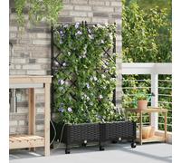vidaXL Porte-plante de jardin avec irrigation et roues 2 pc Noir PP