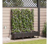 vidaXL Jardin : lot de 3 jardinières avec système d'arrosage et roulettes, marron, en PP