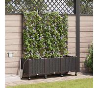 vidaXL Jardin : lot de 3 jardinières avec système d'arrosage et roulettes, marron, en PP