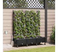 vidaXL Jardin : lot de 3 jardinières avec système d'arrosage et roulettes, noir, PP
