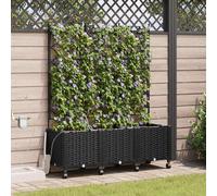 vidaXL Jardin : lot de 3 jardinières avec système d'arrosage et roulettes, noir, PP