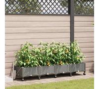 vidaXL Jardin : lot de 4 jardinières avec système d'arrosage et roulettes, gris clair