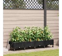 vidaXL Jardin : lot de 4 bacs à fleurs avec système d'arrosage et roulettes, noir, PP