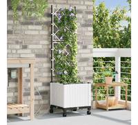 Bac à fleurs de jardin vidaXL avec système d'arrosage et roulettes, blanc, en PP