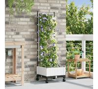 Bac à fleurs de jardin vidaXL avec système d'arrosage et roulettes, blanc, en PP