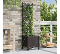 vidaXL Jardinière de jardin avec système d'arrosage et roues, couleur marron, en PP