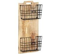 vidaXL Porte-revue mural 33x10x67 cm Bois de manguier solide brut Brun G