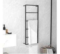 vidaXL Porte-serviette Acier Noir 45x10x115 cm - Barres multicouches, revêtement anti-rouille