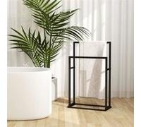 vidaXL Porte-serviette sur pied en acier 48x24x78,5 cm Noir