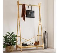 vidaXL Porte-vêtement avec étagère 102x50x190 cm bambou, porte-manteau, portant à vêtements avec étagère, porte-manteau sur 368033