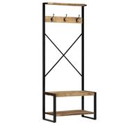 vidaXL Porte-vêtements manguier massif 80x40x190 cm brut avec étagère & rangement chaussures