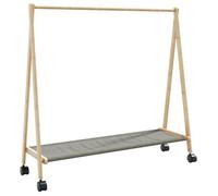 vidaXL Porte-vêtements et étagères et roulettes 106x34x106,5cm bambou, porte-manteau, porte-manteau avec étagère, 4008905