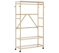 vidaXL Porte-vêtements et étagères et roulettes 110x40x180 cm bambou