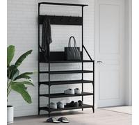 vidaXL Porte-vêtements et rangement des chaussures noir 90x34x184 cm