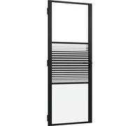 vidaXL Porte vitrée rayée noire 83 x 3,5 x 201,5 cm en aluminium