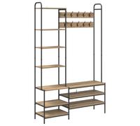 vidaXL Portemanteau avec Banc à Chaussures Chêne Artisanal, Chambre, avec étagères et Crochets, portemanteau Industriel, Banc à Chaussures, Rangement Gain de Place
