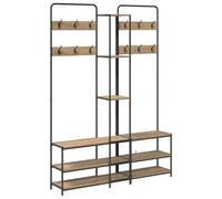 vidaXL Portemanteau avec Banc à Chaussures Chêne Artisanal, Porte-Manteau Rustique Industriel pour Chambre, Salon, Couloir, Rangement Pratique, entrée