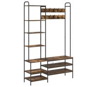 vidaXL Portemanteau avec Banc à Chaussures Chêne fumé, Chambre, avec étagères et Crochets, portemanteau Industriel, Banc à Chaussures, Rangement Gain de Place