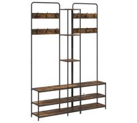 vidaXL Portemanteau avec Banc à Chaussures Chêne fumé, Porte-Manteau Rustique Industriel pour Chambre, Salon, Couloir, Rangement Pratique, entrée