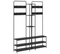 vidaXL Portemanteau avec Banc à Chaussures Chêne Noir, Porte-Manteau Rustique Industriel pour Chambre, Salon, Couloir, Rangement Pratique, entrée
