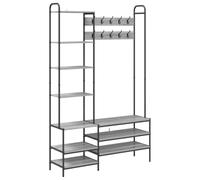 vidaXL Portemanteau avec Banc à Chaussures Sonoma Gris, Chambre, avec étagères et Crochets, portemanteau Industriel, Banc à Chaussures, Rangement Gain de Place