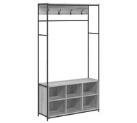 vidaXL Portemanteau avec Banc à Chaussures Sonoma Gris, Porte-Manteau Rustique Industriel, pour Chambre, Salon, Couloir, Rangement Multi-Crochets, Gain de Place