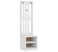 vidaXL Portemanteau SANDNES Blanc 45x40x159,5 cm, Bois Massif Pin, Banc de Couloir, Rangement de Couloir