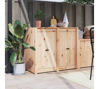 vidaXL Portes de Cuisine d'Extérieur MEPPEL 2 pcs, Porte d'Accès de Cuisine avec Boutons, Porte d'Armoire de Jardin Patio Terrasse, Bois de Pin Massif