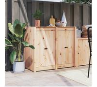 vidaXL Portes de Cuisine d'Extérieur MEPPEL 2 pcs, Porte d'Accès de Cuisine avec Boutons, Porte d'Armoire de Jardin Patio Terrasse, Bois de Pin Massif