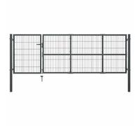 vidaXL Portail de jardin avec poteaux en acier 350 x 100 cm Anthracite