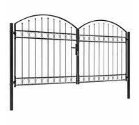 vidaXL Portillon Double Porte ASSEN avec Dessus Arqué Panneau de Porte Portillon de Jardin Portail de Terrasse Jardin Patio Extérieur Cour Acier 300x150 cm