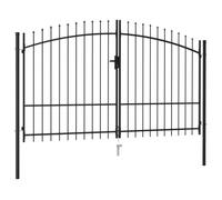 vidaXL Portillon double avec dessus à pointe acier 3 x 1,75 m noir