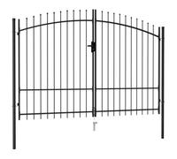 vidaXL Portillon double avec pointes - Noir