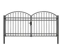 Portillon double porte avec dessus arqué Acier 300x125 cm Noir