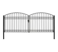 Portillon double porte avec dessus arqué Acier 400x175 cm Noir