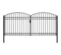vidaXL Portillon double porte avec dessus arqué Acier 400x200 cm Noir Noir G