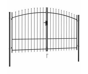 vidaXL Portillon Double Porte Woerden avec Dessus à Pointe Portail de Jardin Porte de Jardin Barrière de Jardin Terrasse Patio Extérieur Acier 299,5x249,5 cm Noir