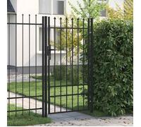 vidaXL Portillon Simple Porte BOXTEL avec Dessus à Pointe Portail de Jardin Porte de Jardin Barrière de Jardin Terrasse Patio Extérieur Acier 1x1,75 m Noir