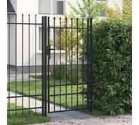 vidaXL Portillon simple BOXTEL – Dessus à pointe, Acier 1x1,75 m Noir