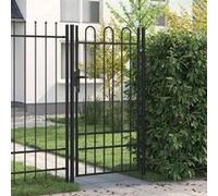 vidaXL Portillon simple porte avec dessus arqué Acier 1x1,75 m Noir