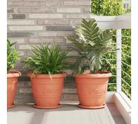 vidaXL Pot à fleurs rond 6 pcs Rouge brique Ø 39 x 32 cm Plastique