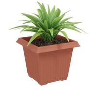 vidaXL Pot de Fleurs Carré 24 pcs Rouge Brique 20 x 20 x 16 cm, Cache-Pot carré Moderne en Plastique léger, pour Le Balcon, déco terrasse, intérieur et Jardin