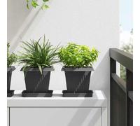 vidaXL Pot de Fleurs Carré 24 pcs Noir 16 x 16 x 14 cm Plastique