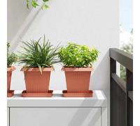 vidaXL Pot de Fleurs Carré 24 pcs Rouge brique 16 x 16 x 14 cm