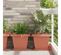 vidaXL Pot de fleurs carré 6 pièces Rouge brique 43 x 43 x 33,5 cm