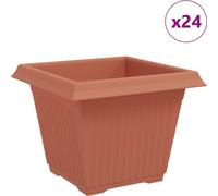 vidaXL Pot de fleurs carré, lot de 24, rouge brique, 28,5 x 28,5 x 22 cm