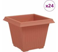 vidaXL Pot de fleurs carré, lot de 24, rouge brique, 33 x 33 x 26 cm
