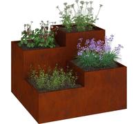 vidaXL Pot de fleurs de jardin rouillé 80 x 80 x 60 cm Acier résistant aux intempéries